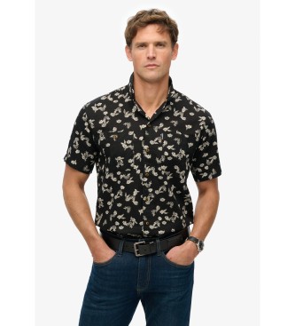 Superdry para hombre. M4010793A Camisa de playa de manga corta negro (XXL), Casual, Algodón