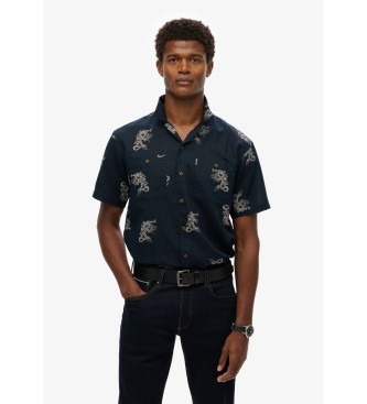 Superdry Para Hombre. M4010793A Camisa De Playa De Manga Corta Marino (L), Casual, AlgodóN-image