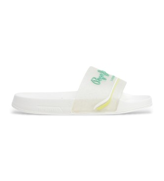 Pepe Jeans para mujer/niña. PGS70067 Chanclas Slider Origin G blanco (34), Plano, Ninguno, Beachwear, moda infantil