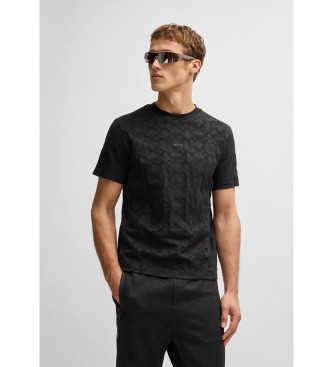 BOSS Camiseta relaxed fit en jacquard circular de algodón negro