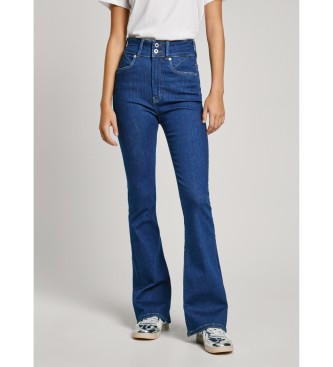 Pepe Jeans para mujer. PL204899BC4 Jeans fit flare y tiro alto azul (29/34), Casual, Algodón, Denim