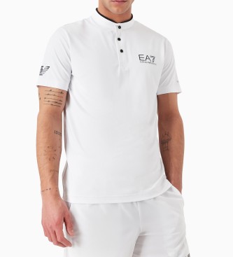 EA7 para hombre. 8NPT21_PJEMZ Polo Ventus7 M Serafino blanco (XS), Deportivo, Tenis/Padel, Poliamida, Manga corta