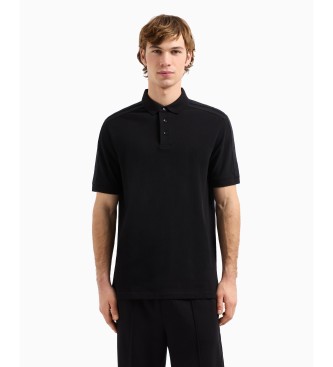 Armani Exchangevoor mannen. XM000307AF10366UC001 Poloshirt met korte mouwen in zwart katoen piqué (XL), Casual
