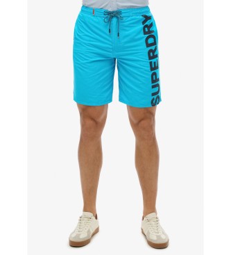 Superdry para hombre. M3010238A Bañador clásico azul (L), Beachwear, Poliéster Reciclado, Sostenible