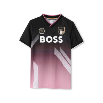 BOSS para niño. J52693 Camiseta de manga corta negro, rosa (13/14años= 157/162cm), Casual, Poliéster, moda infantil