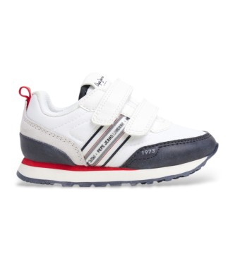 Pepe Jeansvoor jongens. PBS40011 Dublin Sneakers wit (26), Plat, Klittenband, Casual, kinderkleding