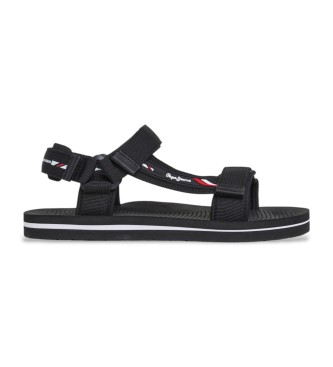 Pepe Jeans para hombre. PMS70161 Sandalias de tiras tipo trek negro (43), Plano, Velcro, Casual, Beachwear