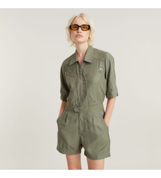 G-Star para mujer. D24585-D522-2199 Mono Zip verde (L), Casual, Viscosa, Manga corta