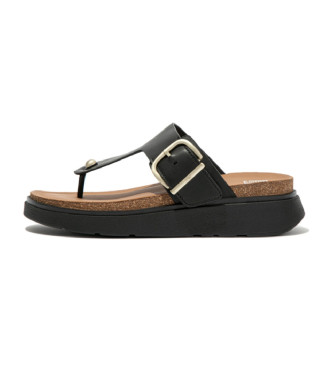 Fitflop para mujer. HE7-001 Sandalias de piel Gen-FF negro (40), Ecopiel, 1 a 3cm, Casual