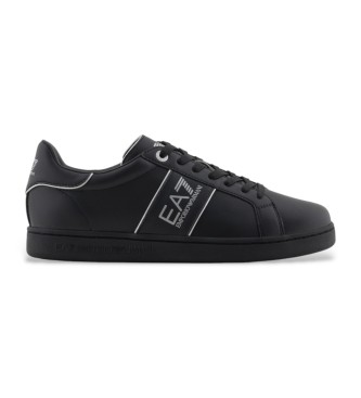 EA7 unisex. X8X102_XK346 Zapatillas de piel Classic negro (42), Plano, Cordones, Casual