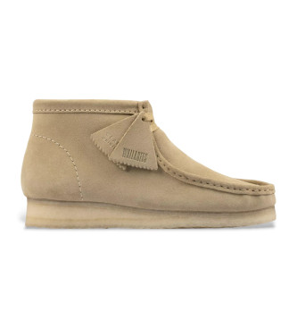 Clarks para hombre. 26155516 Botines de piel Wallabee beige (43), Plano, Ante, Cordones, Casual