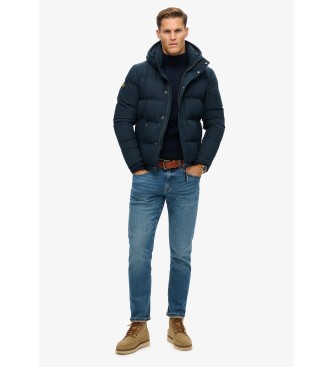 Superdry para hombre. M5011743A Cazadora acolchada con capucha Everest marino (M), Casual, Poliéster Reciclado, Sostenible