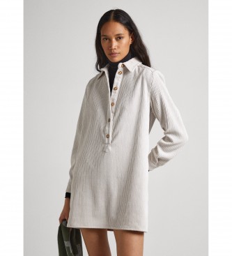 Pepe Jeans para mujer. PL953425 Vestido Camisa Kloe blanco marfil (S), Casual, Poliéster, Manga larga