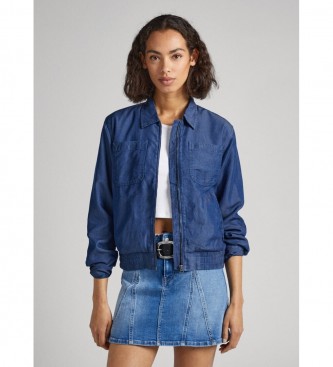 Pepe Jeans para mujer. PL402228 Chaqueta Bomber Marilou azul (XS), Casual, Manga larga, Lyocell