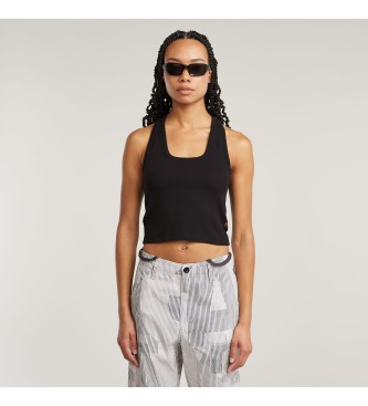 G-Star para mujer. D26237-D275-6484 Camiseta Back Snap Slim negro (M), Casual, Sin mangas / Tirantes, Algodón Orgánico, Sostenible