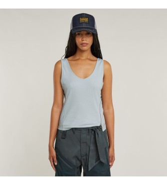 G-Star para mujer. D26226-D275-H001 Camiseta asimétrica Zip Slim azul (L), Casual, Sin mangas / Tirantes, Algodón Orgánico, Sostenible