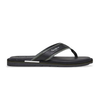 Pepe Jeans para hombre. PMS90122 Chanclas Barrel Brand negro (44), Plano, Ninguno, Beachwear