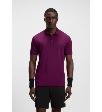 BOSS para hombre. 50545692 Polo con ilustración a cuadros lila (3XL), Casual, Deportivo, Tenis/Padel, Manga corta, Poliéster Reciclado, Sost