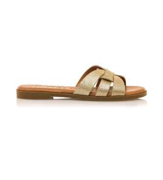 MTNG para mujer. 59580 Sandalias de piel Maria dorado (41), Plano, 1 a 3cm, Ninguno, Casual