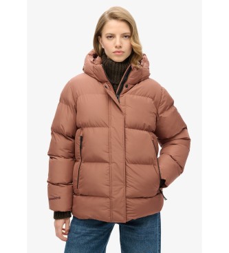 Superdry para mujer. W5011728A Chaqueta Acolchada con capucha y 5 defelctores marrón (S), Casual, Poliéster