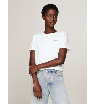 Tommy Hilfiger para mujer. WW0WW37877 Camiseta 1985 con logo blanco (L), Casual, Algodón, Manga corta