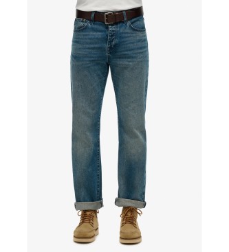 Superdry para hombre. M7011387A Jeans rectos Merchant azul (32/30), Casual, Denim, Algodón Orgánico, Sostenible