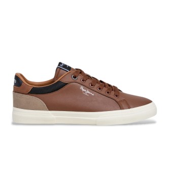 Pepe Jeans para hombre. PMS30839 Zapatillas Kenton Court marrón (42), Plano, Cordones, Casual