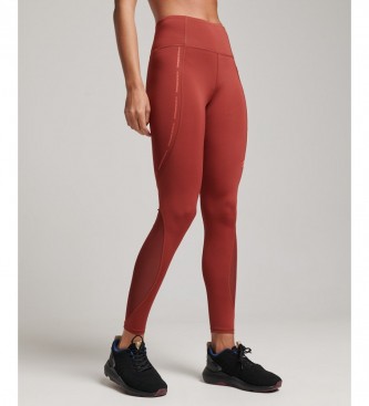 Superdry para mujer. WS311639A Leggings ajustados largos de malla Active rojo (40), Deportivo, Multideporte, Poliéster Reciclado, Sostenible