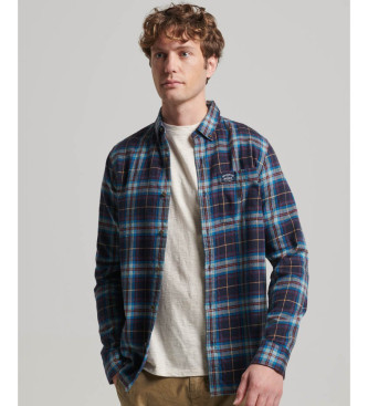 Superdry para hombre. M4010727A Camisa de leñador de algodón orgánico a cuadros marino (L), Casual, Manga larga, Sostenible
