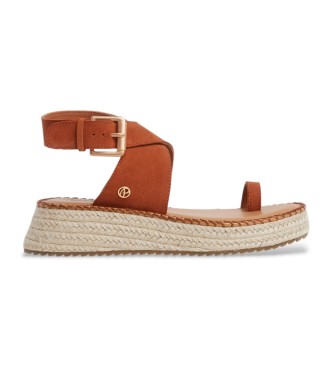 Pepe Jeans para mujer. PLS90688 Sandalias De Piel Kate Soft marrón (40), 3 a 5cm, Hebilla, Casual