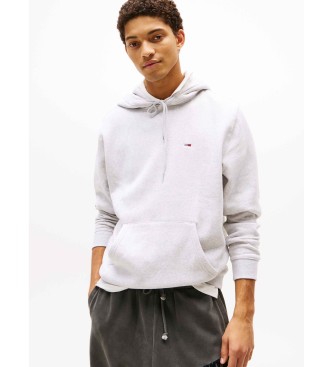 Tommy Jeans para hombre. DM0DM20742 Sudadera de felpa peinada con capucha gris (M), Casual, Algodón