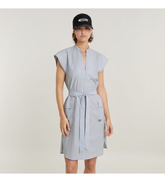 G-Star para mujer. D24622-C667-G460 Vestido Saharienne azul (S), Casual, Algodón, Manga corta