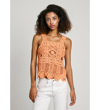 Pepe Jeans para mujer. PL702291 Top Olive naranja (M), Casual, Algodón, Sin mangas / Tirantes