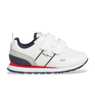 Pepe Jeans para niño. PBS400002 Zapatillas Dublin Clue blanco (26), Plano, Velcro, Casual, moda infantil