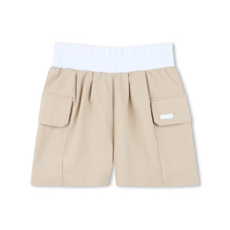 DKNY para niña. D62268 Short de sarga beige (10años= 138cm), Casual, Algodón, moda infantil