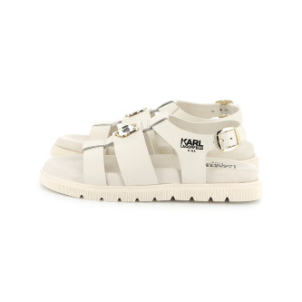 Karl Lagerfeld para niña. Z30372 Sandalias de piel beige (38), Hebilla, Casual, moda infantil