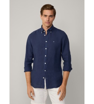 Hackett London para hombre. HM3010264 Camisa logo marino (M), Casual, Lino, Manga larga