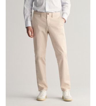 Gant para hombre. 1505221 Pantalón chino Slim Fit de sarga beige (36/34), Casual, Algodón
