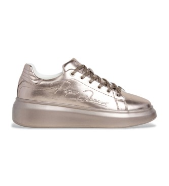Pepe Jeans para mujer. PLS000001 Zapatillas de Piel Yara Stars bronce (39), Plano, 1 a 3cm, Cordones, Casual