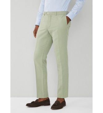 Hackett London para hombre. HM212586 Pantalón Chino Linen verde (32/32), Casual, Algodón