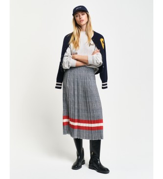 Gant para mujer. 4400147 Falda plisada con estampado de cuadros marino (42), Casual, Poliéster Reciclado, Sostenible