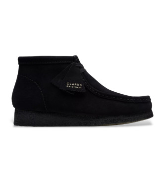 Clarks para hombre. 26155517 Botines de piel Wallabee negro (42), Plano, Ante, Cordones, Casual