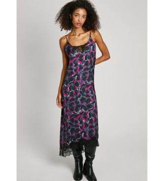 Pepe Jeans para mujer. PL953659 Vestido lencero Alicia negro (M), Casual, Poliéster, Sin mangas / Tirantes