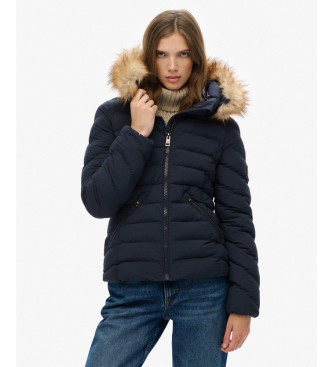 Superdry para mujer. W5012000A Chaqueta Acolchada Fuji Faux Fur marino (M), Casual, Poliéster Reciclado, Sostenible