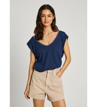 Pepe Jeans para mujer. PL506052 Camiseta De Manga Corta Lotti marino (L), Casual, Algodón, Sostenible