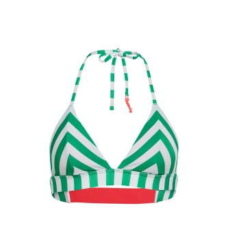 Superdry para mujer. W3010395A Top de bikini triangular a rayas verde (XL), Beachwear, Poliéster Reciclado, Sostenible