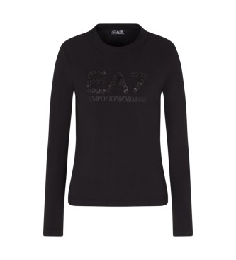 EA7 para mujer. 7W000544_AF14880 Camiseta Crystal negro (L), Casual, Algodón, Manga larga