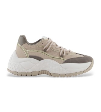 A|X Armani Exchange para mujer. XW001627AF17447M1176 Zapatillas de Piel Innovate beige (38), 1 a 3cm, Cordones, Casual
