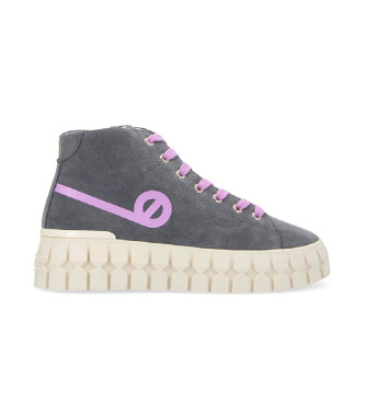 No Name Para Mujer. ONPMSP0 Zapatillas De Piel Play Mid Abotinadas De Estilo Vintage Gris (39), Plano, Cordones, Casual-image