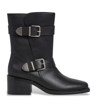 Pepe Jeans för kvinnor. PLS500021 Sandy West läderstövlar svart (40), Hud, 3 till 5 cm, Ingen, Casual